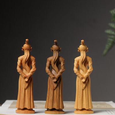 绿檀实木雕刻申公豹摆件工艺品创意哪吒之魔童闹海故事桌面摆件