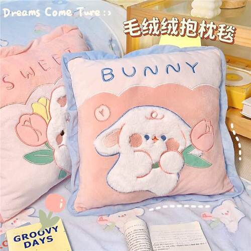 抱枕毯子二合一被子两用女生睡觉冬天加厚办公室午睡可爱毛毯枕头