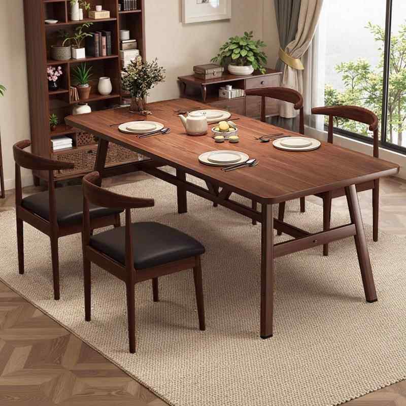 餐桌家用小户型简约现代吃饭桌子出租房用长方形饭桌餐饮商用桌椅