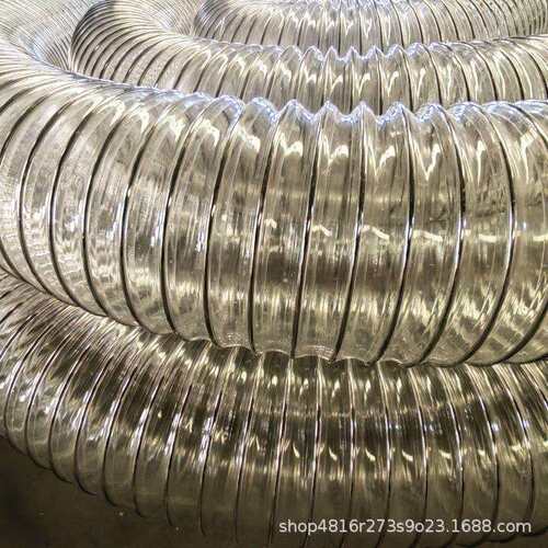 聚氨酯不锈钢丝管PU钢丝风管耐磨吸粉尘颗粒304不锈钢丝软管