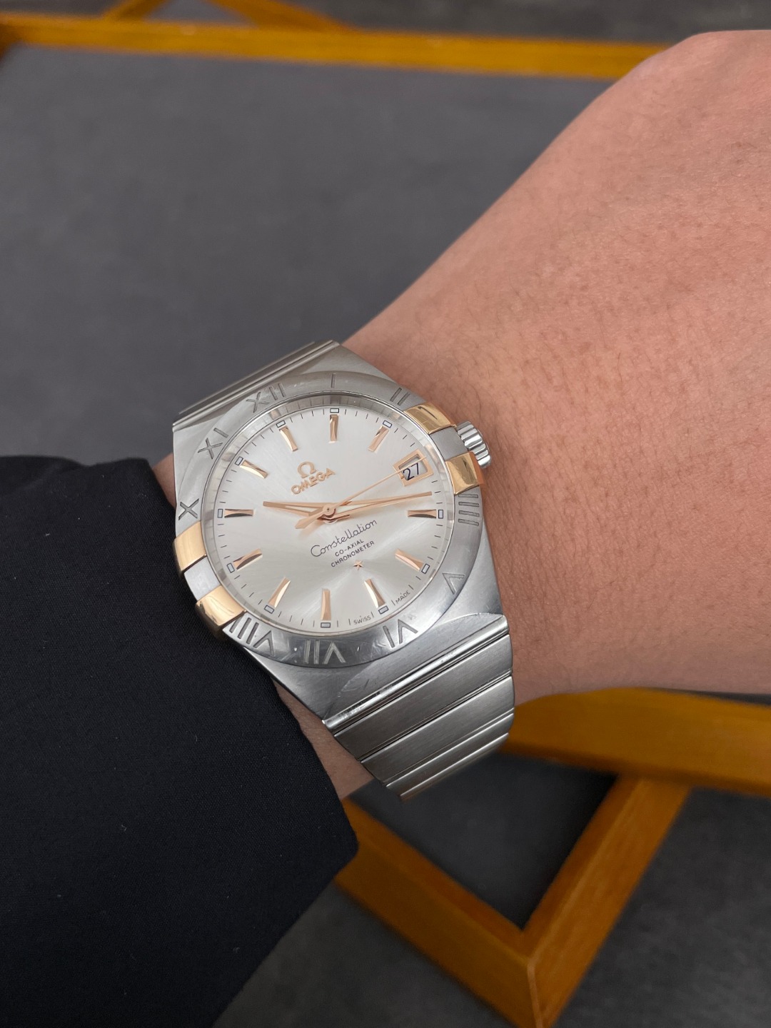 公价5.5万[9.8新欧米茄星座123.20.38.21.02.004自动男表38mm表径