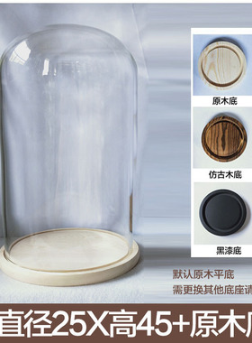 展示盒人偶蝴蝶标本玻璃罩永生花材料玻璃罩透明积木黄金饰品