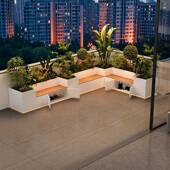 户外阳台892钢露台太不锈镀锌板花箱坐凳阳能发休闲座椅长光方形