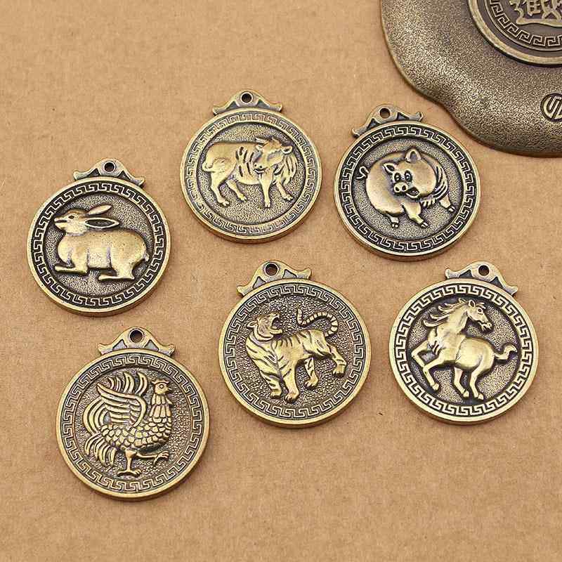 黄铜12生肖黄铜吊坠品牌硬币钥匙炼吊坠覆古的男人和女人的个性化,节庆用品/礼品,钥匙链,淘宝优惠券,粉丝福利购,淘宝优惠卷