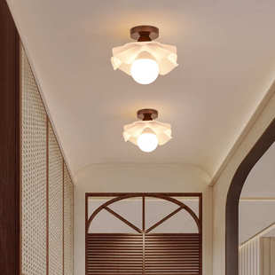 网中过道灯具入户古风吸顶灯复古红衣帽简约走廊花瓣间玄关灯阳台