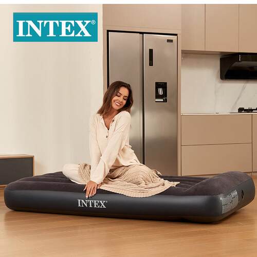 INTEX64141户外野营便携充气垫家用单双人充气床垫植绒气垫充气床