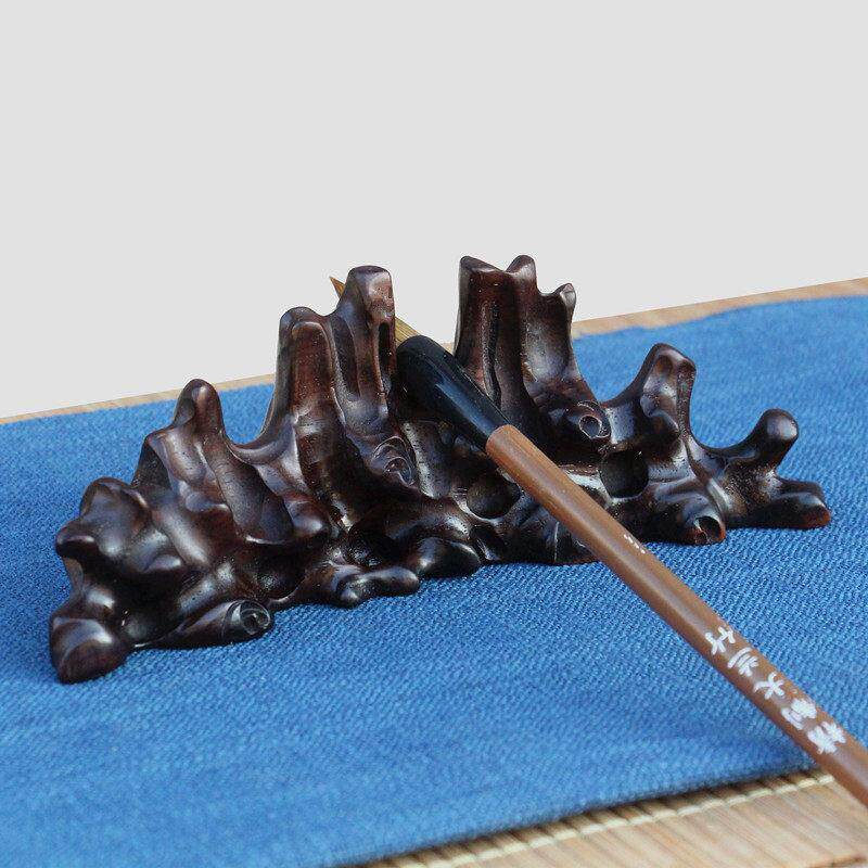 桃花心木笔架实木古董笔架乌木笔架笔架山学四宝笔架