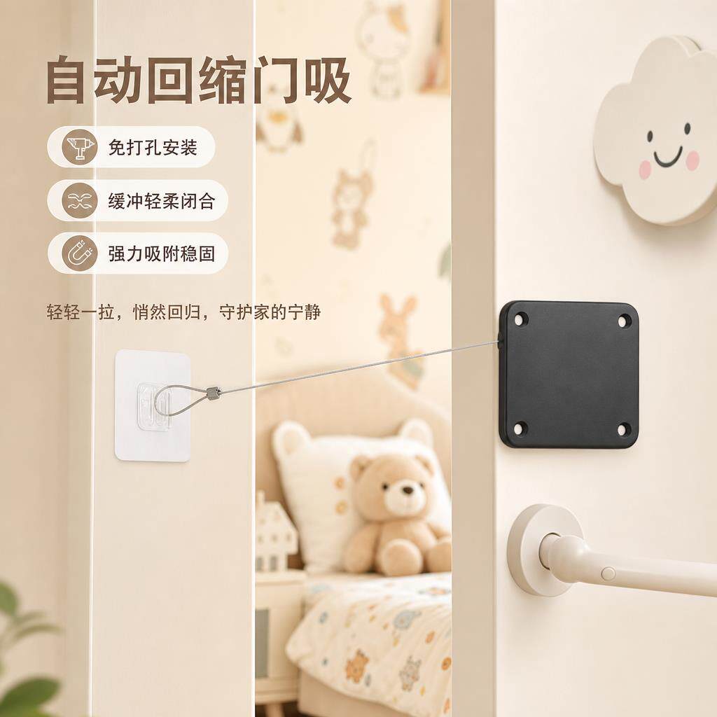 自动关门器闭门器免打孔轻型简易重型门拉门卧室房门拉绳弹簧