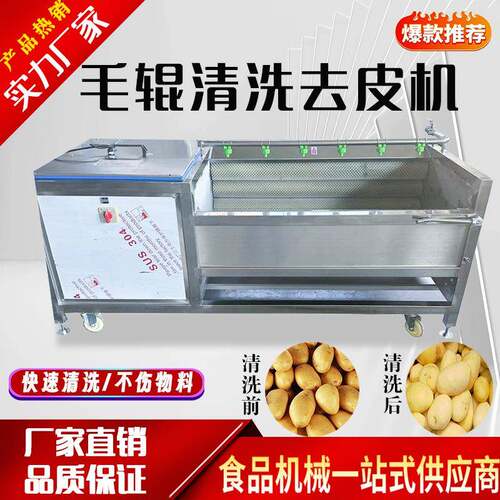 大型毛辊清洗机手剥笋春笋鲜毛笋洗姜机毛刷清洗机