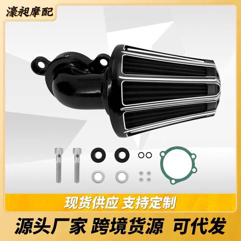 适用于哈雷旅行者戴娜软尾条纹空气滤清器CNC铝制蘑菇头空滤总成