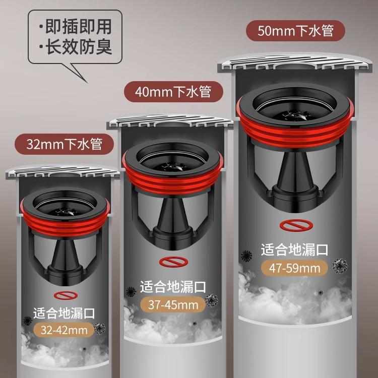 全铜地漏防臭器卫生间通用内芯止逆阀下水管道防返臭神器封闭口盖
