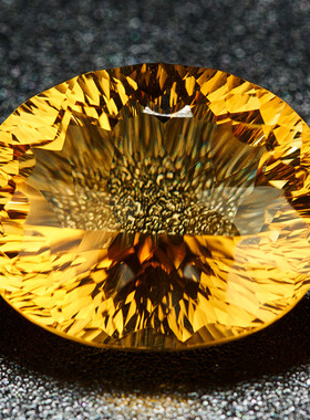 亏本捡漏价 26.1克拉大颗粒黄晶裸石戒面火彩好 支持私人定制