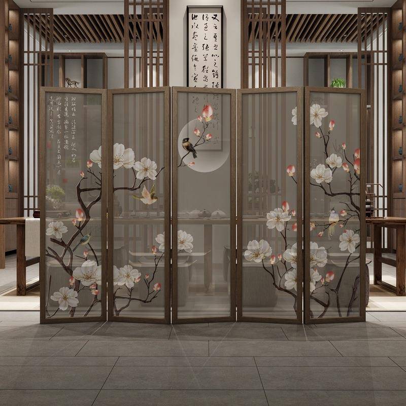 新款直销新中式屏风隔断客厅入户玄关折屏移动古典风卧室遮挡家用