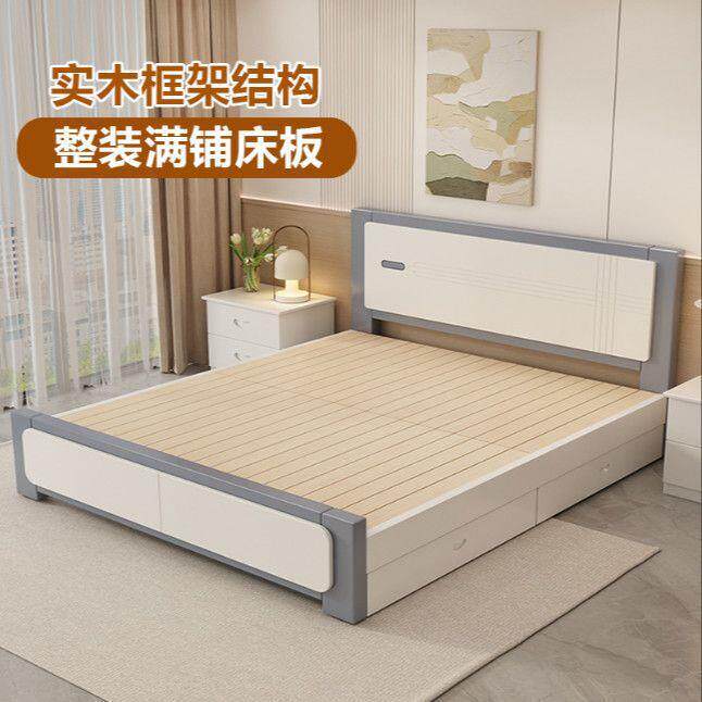 实木床现代简约1.8米双人床主卧家用经济型1.5米出租房单人床1