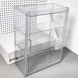 吧唧收纳盒亚克力展示柜透明磁吸多层手办玩偶大容量立牌收纳柜子