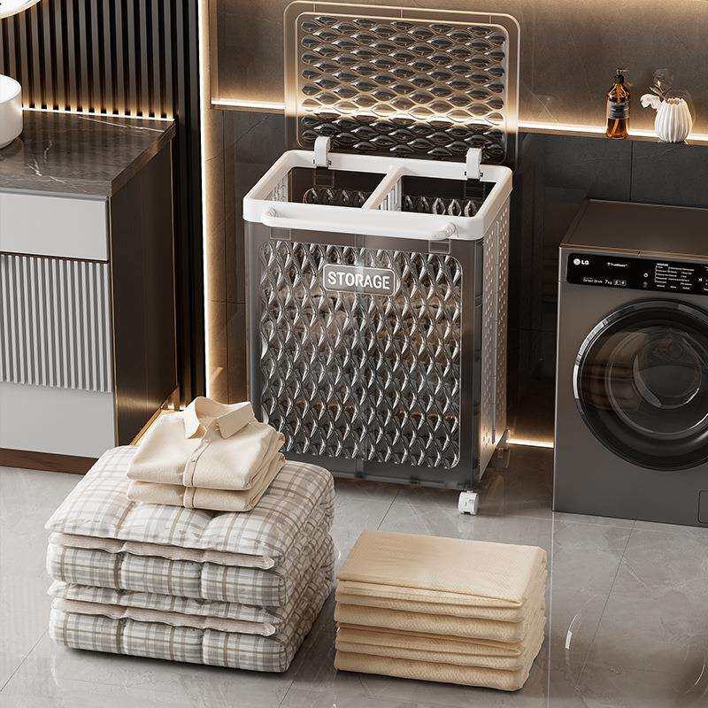 脏衣家用纳篮卫生间篮脏衣容服大量分格收式收纳筐浴室折叠脏滑轮