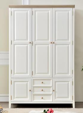 美式白色奶油门风木衣PVT柜三门四家用卧室全核桃小木户型成品实