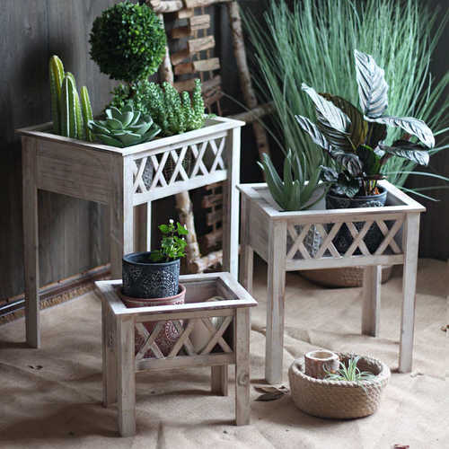 室内户外阳台庭院花架花盆架绿萝吊兰落地单层盆景置物架复古做旧