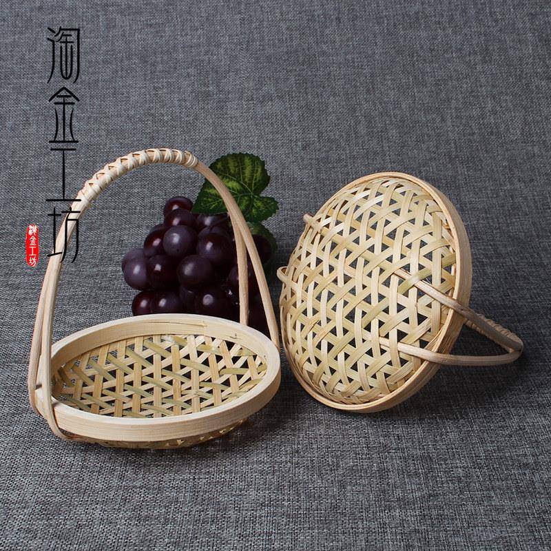 休闲 农场精品竹编摆件小竹提篮竹制工艺礼品摆饰特色餐具拍照道