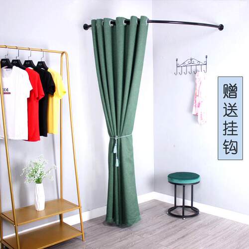 铁艺C型墙角试衣间门帘布帘服装店更衣室帘子简易试衣换衣帘架子