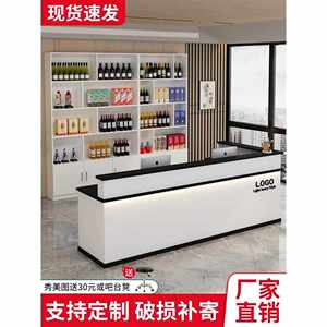 前台桌接待台吧台带转角收银台落地酒柜组合餐馆酒店商用饭店吧台