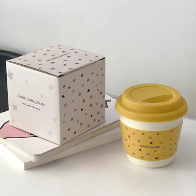 Macaron Style Ceramic Mug Star Design Portable Breakfast Cup