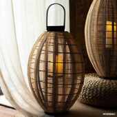饰品 民宿酒店店面庭院花园装 JK慕 北欧落地木质布面风灯烛台灯笼