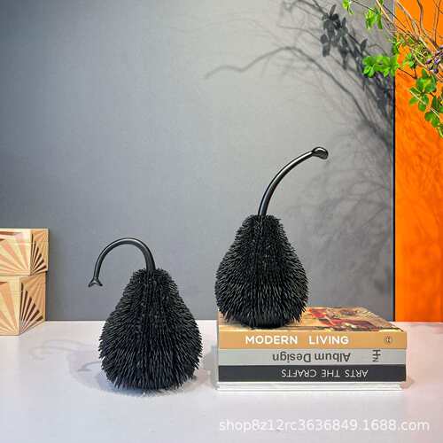 现代简约黑白梨形摆件样板间售楼处书房儿童房艺术软装