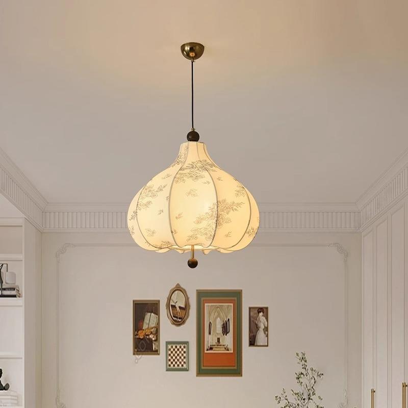 342布艺灯法式中子古风南洋花纹实木具栗宿灯吧台茶室民吊灯