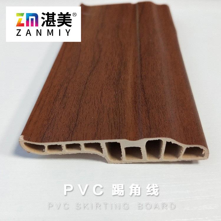 新款直销PVC踢脚线高分子加厚环保美边线塑料地板直钉木纹地脚线