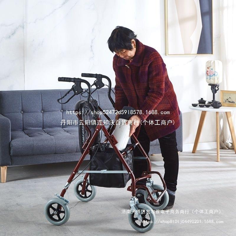 老XOT年代步车老人手拉推车可坐四轮买车菜物拉折叠座椅助步小车
