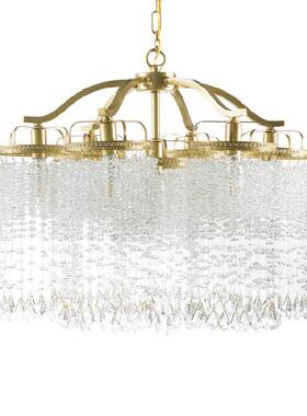 SY法式轻奢全铜浪漫雨帘水晶吊灯别墅楼梯房间挑高覆式卧室客厅灯