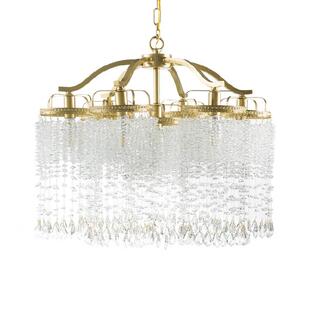 SY法式 卧室客厅灯 轻奢全铜浪漫雨帘水晶吊灯别墅楼梯房间挑高覆式