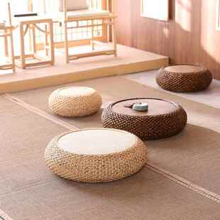 坐垫地上不塌日蒲团垫藤子编垫家用坐墩茶室禅AL02660修式打圆跪