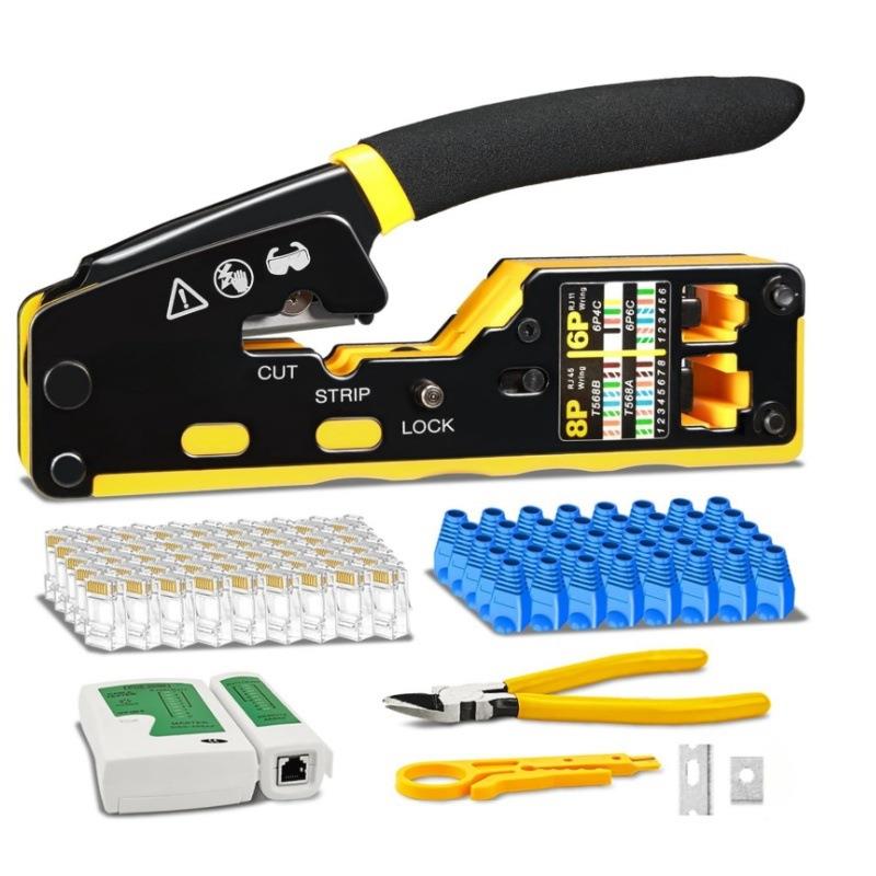 多功能8P6PRJ45通孔网线钳电讯测试工具套装网络工具手动钳子