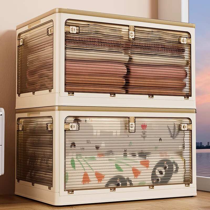 可折叠收纳箱家用加厚塑料衣柜透明衣物被子储物箱户外露营整理箱