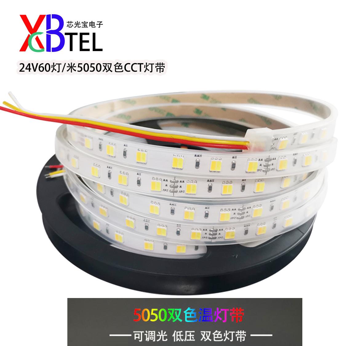 5050双色温LED高显指CCT冷暖白光可调节室内24V家装氛围灯带套装