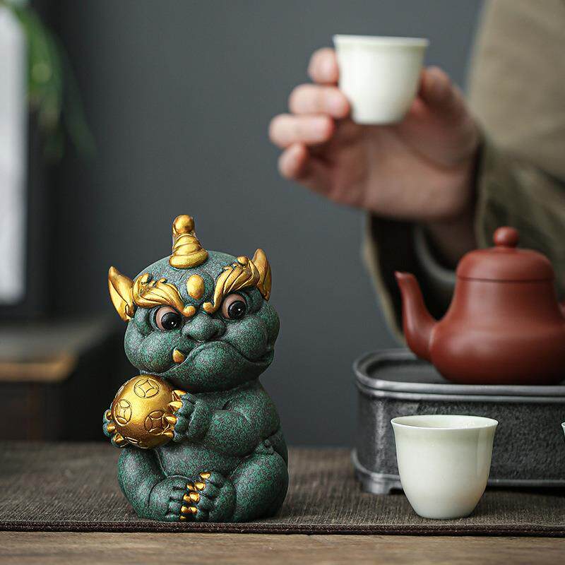 创意青砂石招财貔貅茶宠摆件茶盘鱼缸造景瑞兽貔貅家居国潮精品