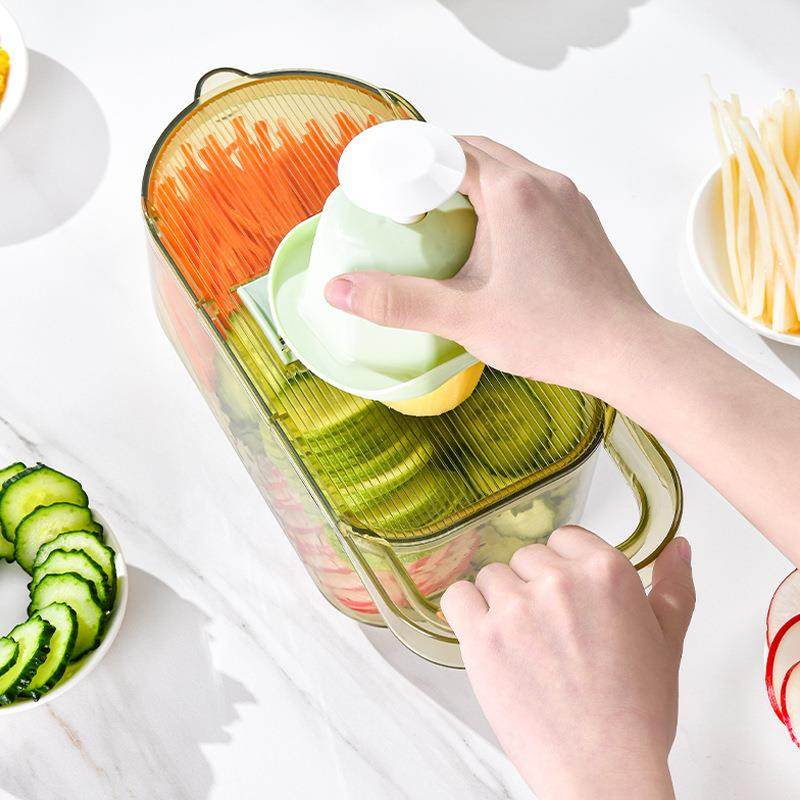 新品轻奢透明绿厨房家用蔬果刨丝器土豆黄瓜切片切丝带护手切菜器