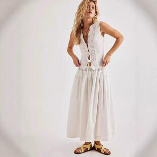 2pcs Women Boho Embroidered Skirt & Top Sets