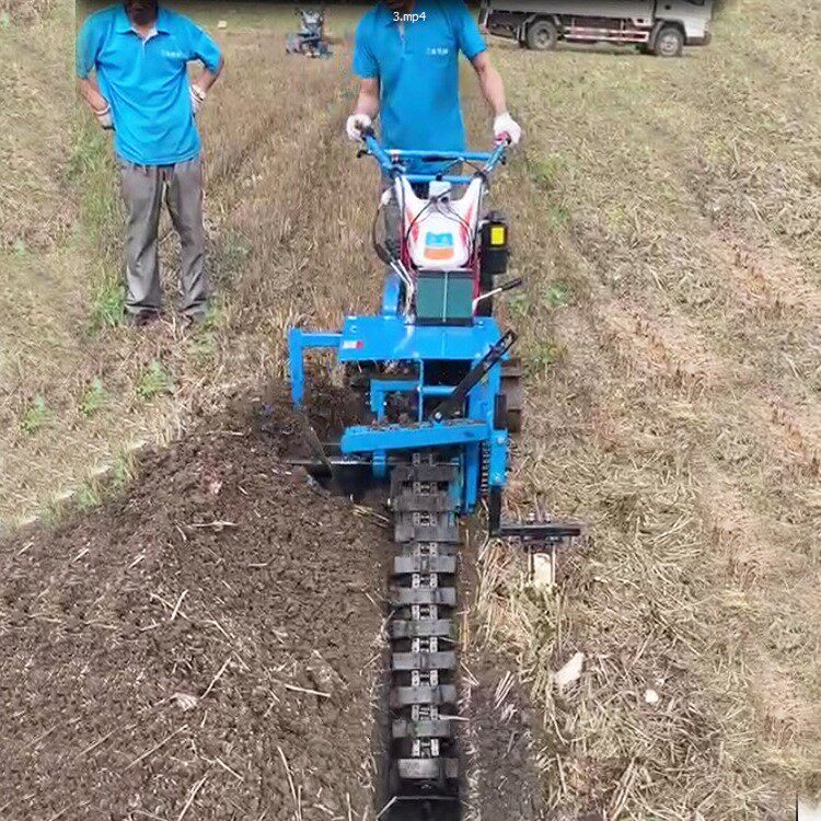 柴油链条开沟机小型手推埋管用链条开沟电缆电线开沟机