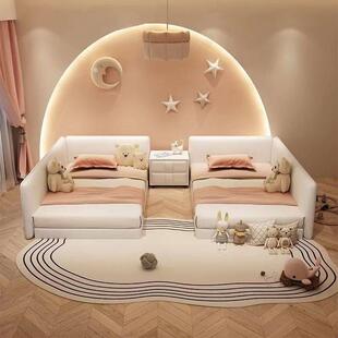 二胎家庭亲子床榻榻米三人床姐们拼接超大床现代简约主卧室公主风