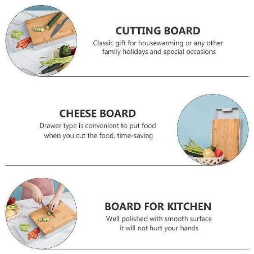 Chopping Board with Storage Container Drawer Cutting Cheese