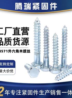 DIN571外六角木螺丝六角头自攻钉六角木螺钉外六自攻螺丝镀锌螺钉