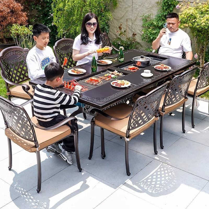 Bw1户外烧烤桌椅庭院电烤炉家用露台院子别墅铸铝室外休闲大型烧,户外/登山/野营/旅行用品,户外桌椅套装,淘宝优惠券,粉丝福利购,淘宝优惠卷