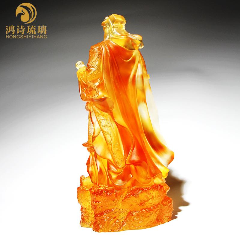 琉璃关公摆件家居玄关神像供奉关羽关二爷爷武圣木雕工艺品