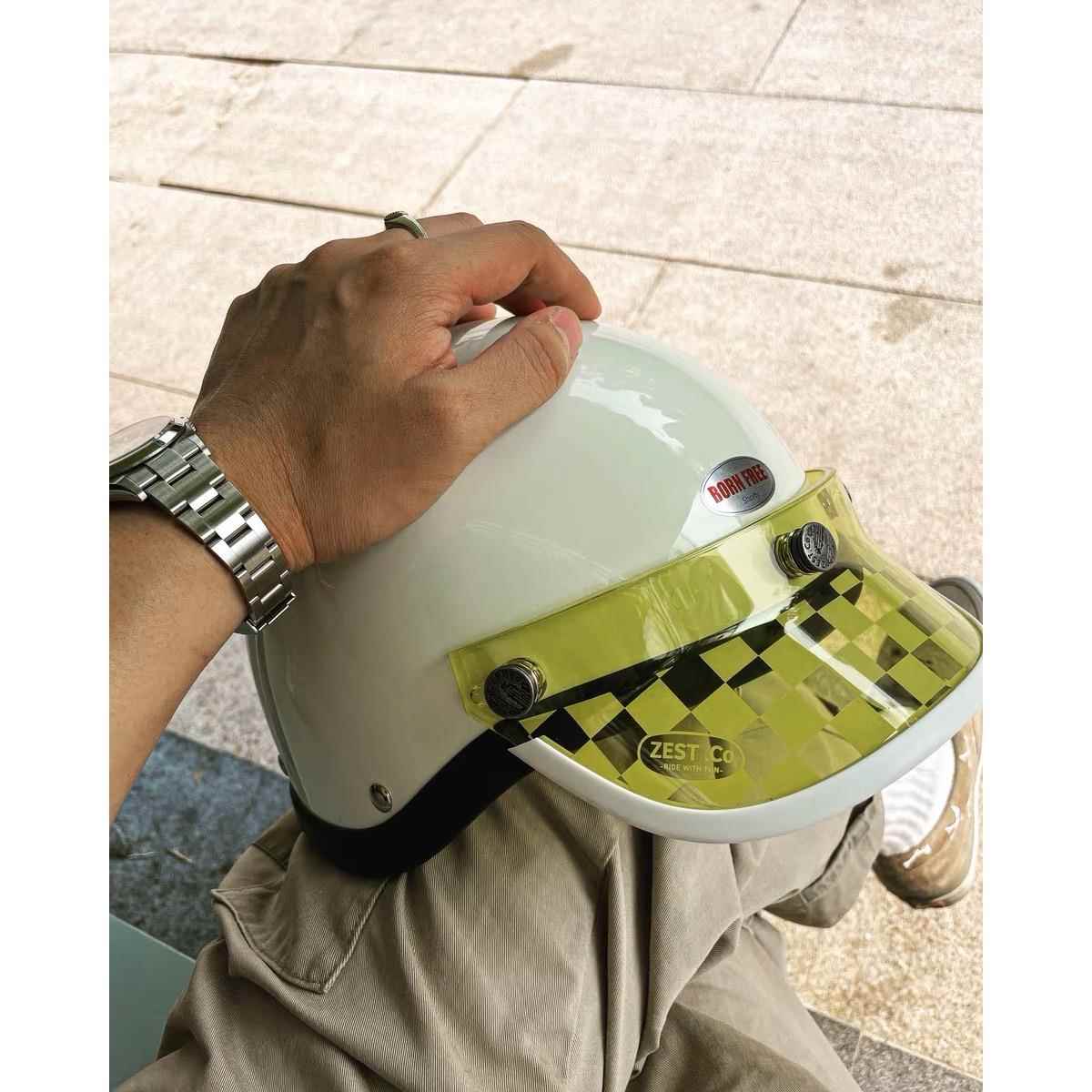 正品bornfree日式古小盔体60雷机车哈头复盔男女Shorty半盔夏季款