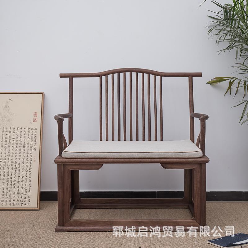老榆木家用茶椅新中式禅椅实木大圆禅椅方形直背椅太师椅围椅