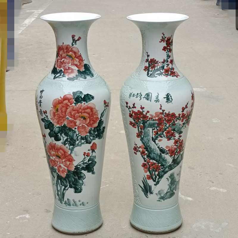 景德镇陶瓷大花瓶手绘荷花牡丹山水落地花瓶商务庆典开业礼品用瓷,鲜花速递/花卉仿真/绿植园艺,花盆,淘宝优惠券,粉丝福利购,淘宝优惠卷