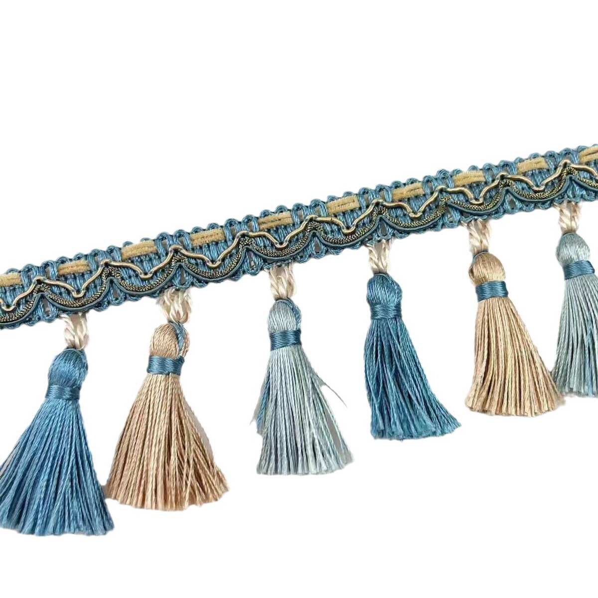 欧式窗帘花边蕾丝边黑色民族货车装饰配件沙发套辅料流三色短吊穗